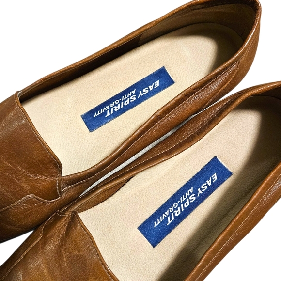 Womens Brown Leather Loafers Easy Spirit Comfort Flata Sz 7 Slip On Casual Work - Picture 10 of 14